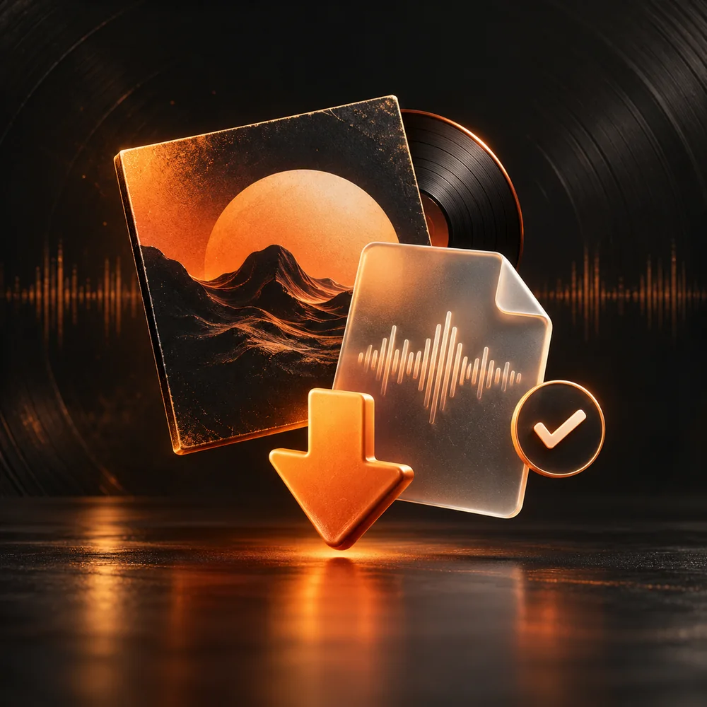 Completed cover file with a prominent download symbol