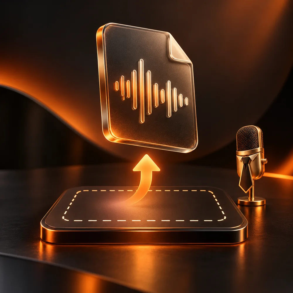 An audio file moving into a direct upload zone
